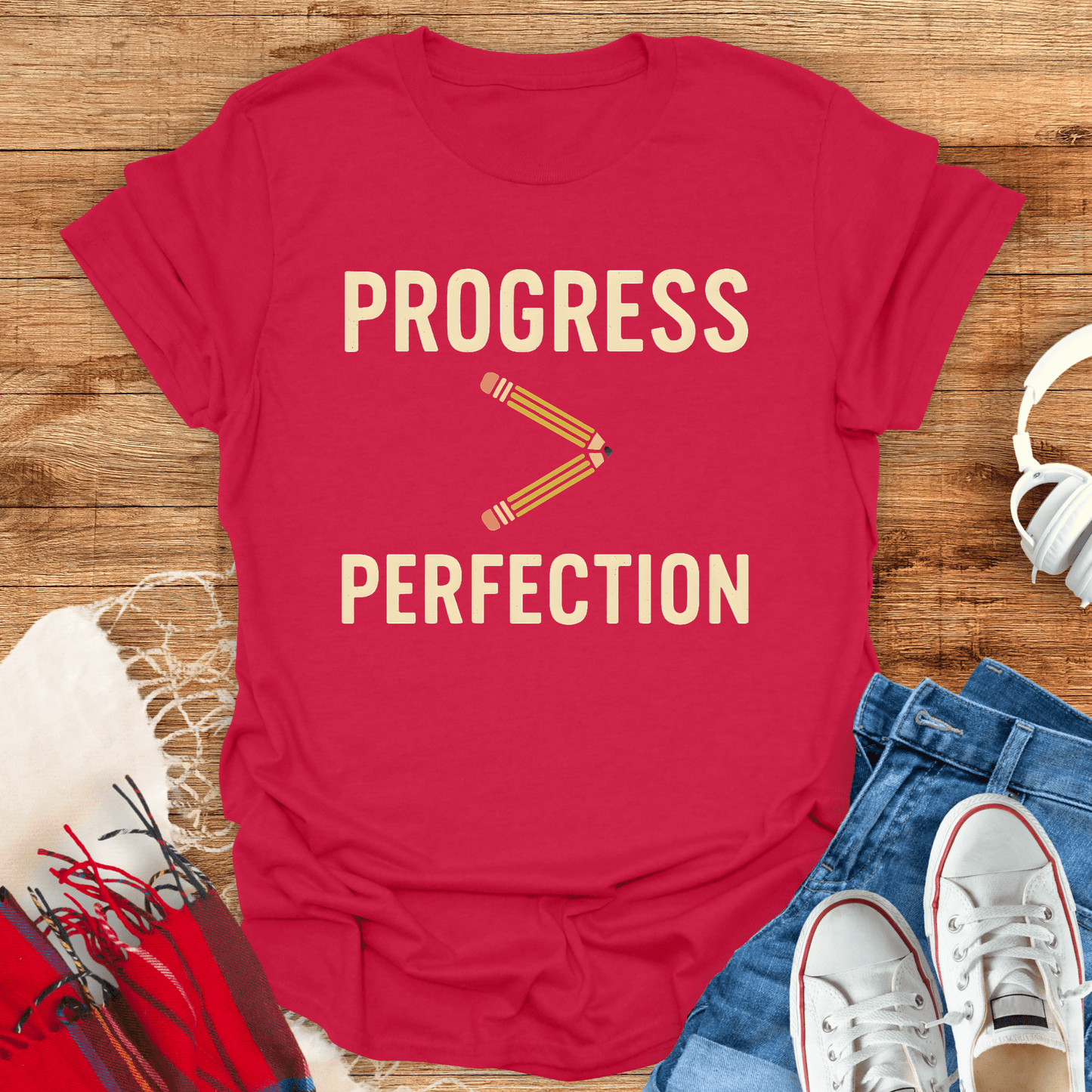 Progress Over Perfection Pencil T-Shirt