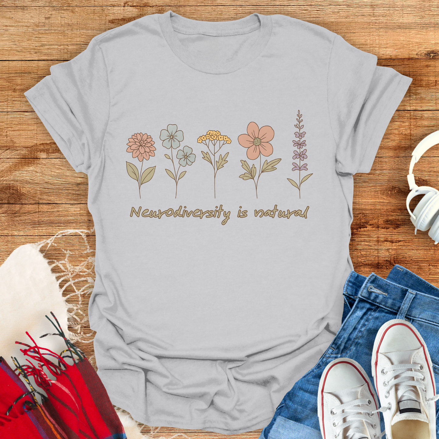 Neurodiversity Is Natural Flower T-Shirt