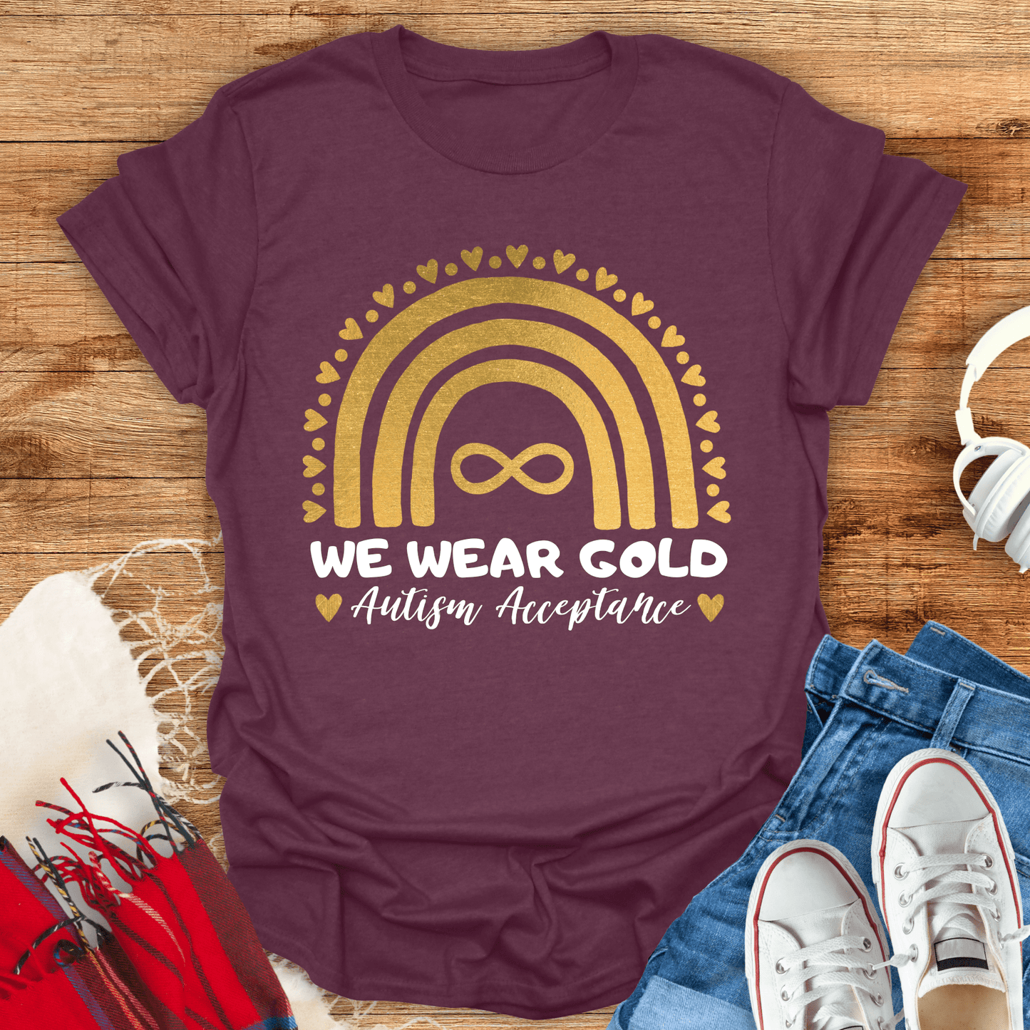 We Wear Gold Autism Acceptance T-Shirt