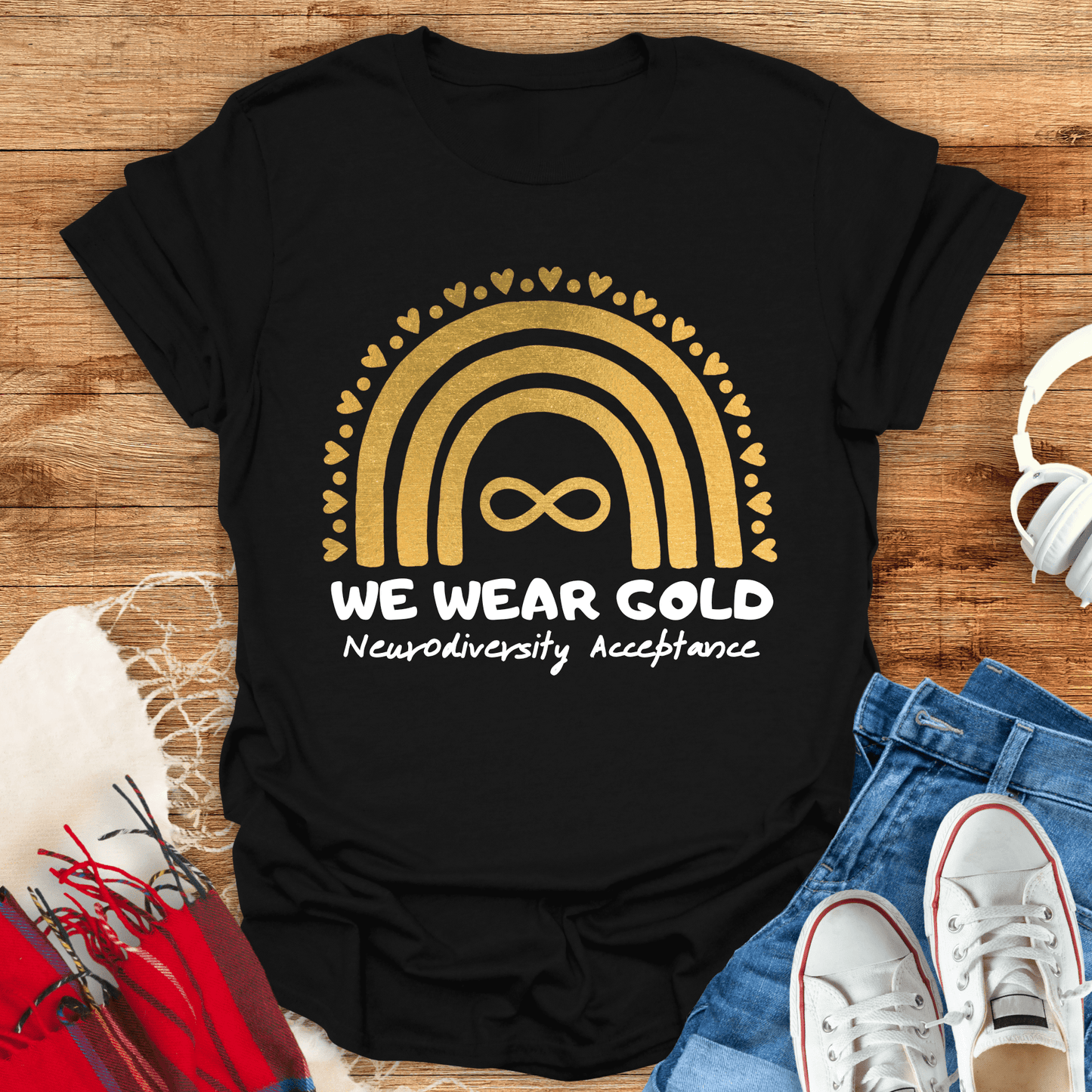We Wear Gold Neurodiversity Acceptance T-Shirt