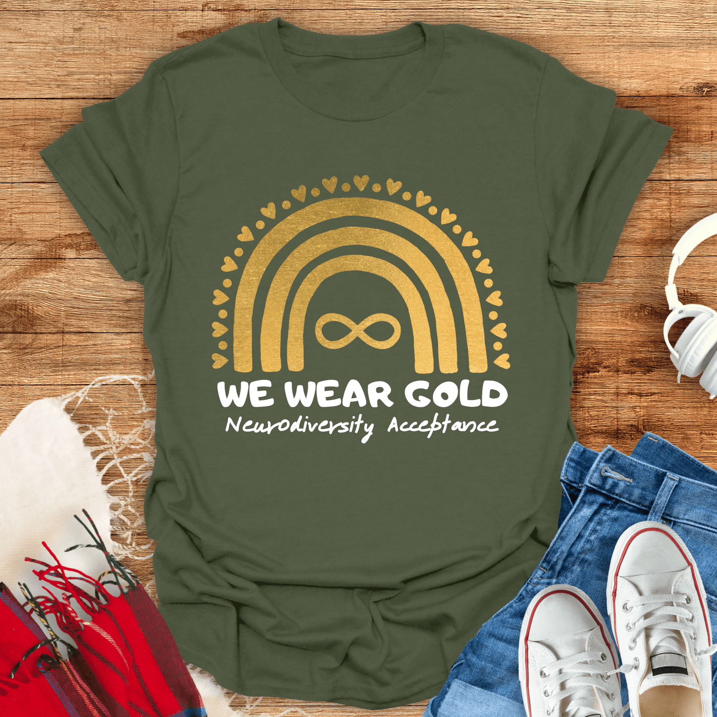 We Wear Gold Neurodiversity Acceptance T-Shirt