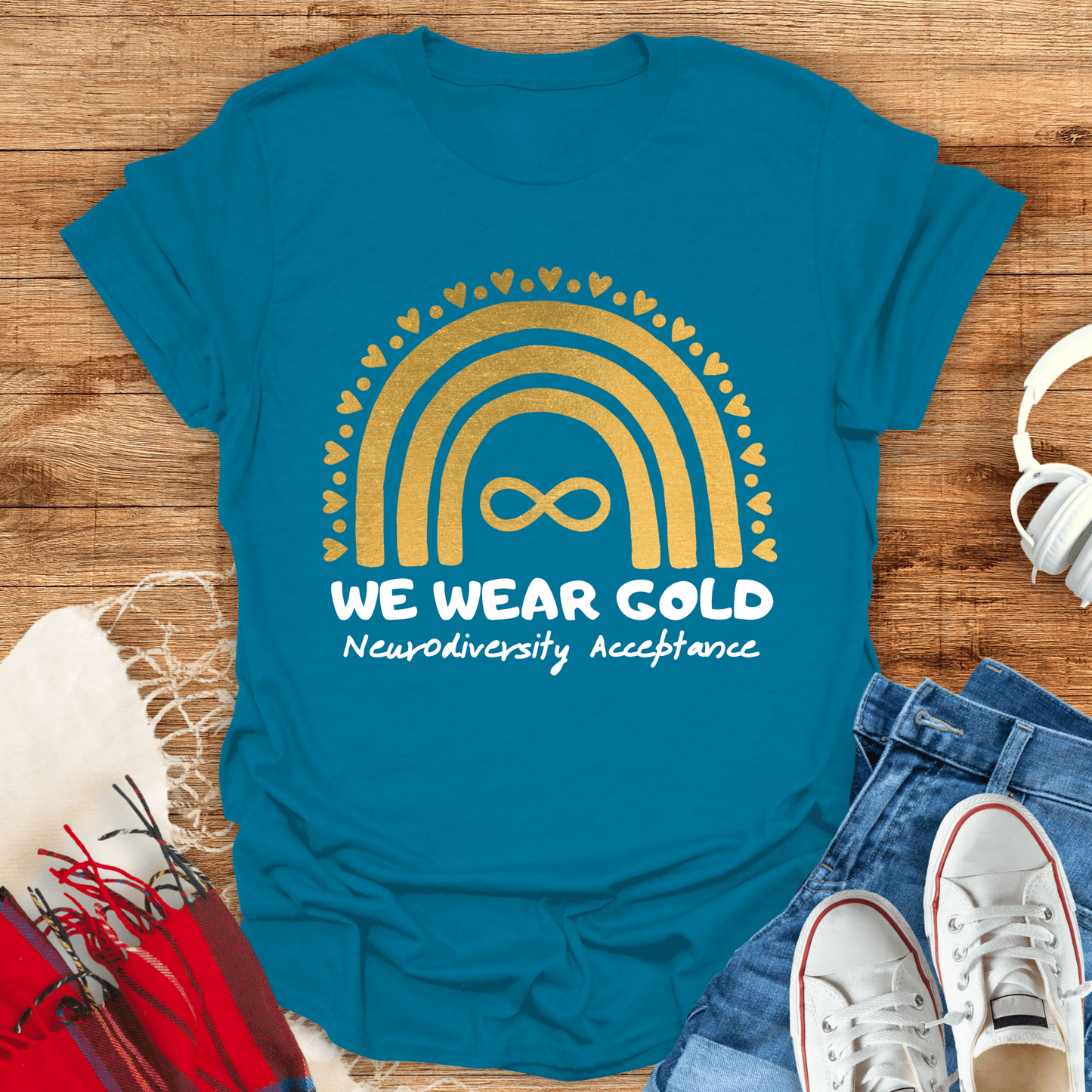 We Wear Gold Neurodiversity Acceptance T-Shirt