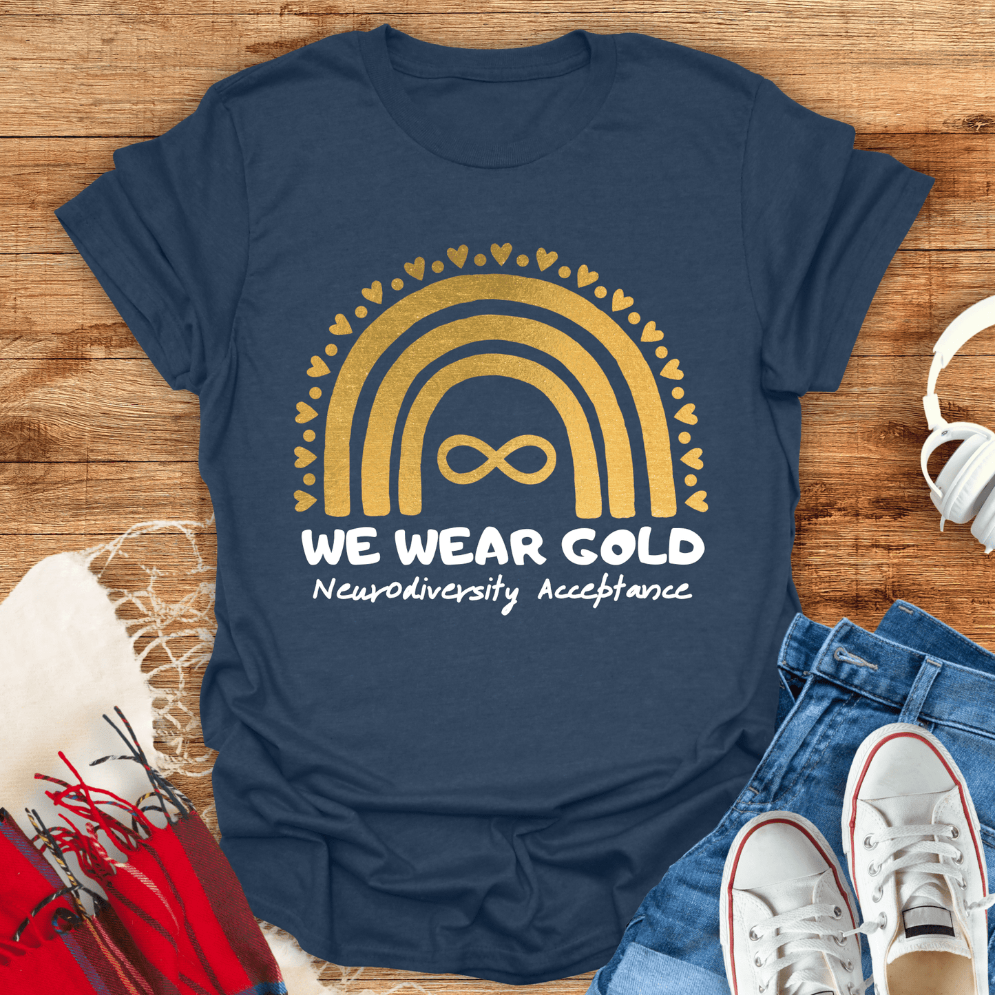 We Wear Gold Neurodiversity Acceptance T-Shirt