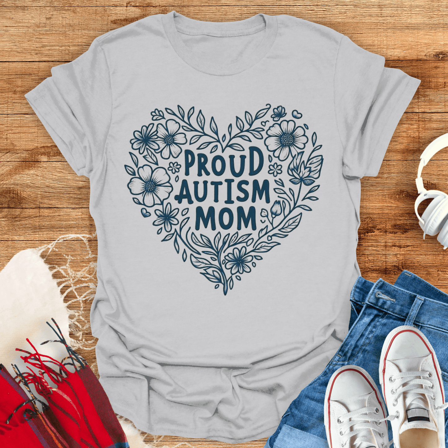 Proud Autism Mom Flower T-Shirt