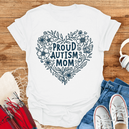 Proud Autism Mom Flower T-Shirt
