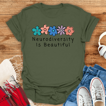 Neurodiversity Is Beautiful Floral T-Shirt