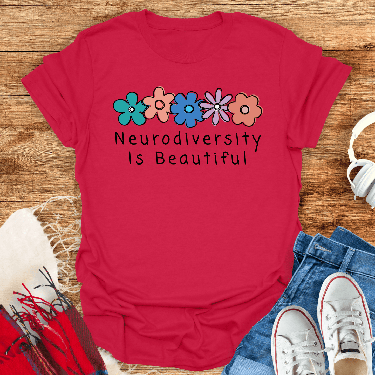 Neurodiversity Is Beautiful Floral T-Shirt