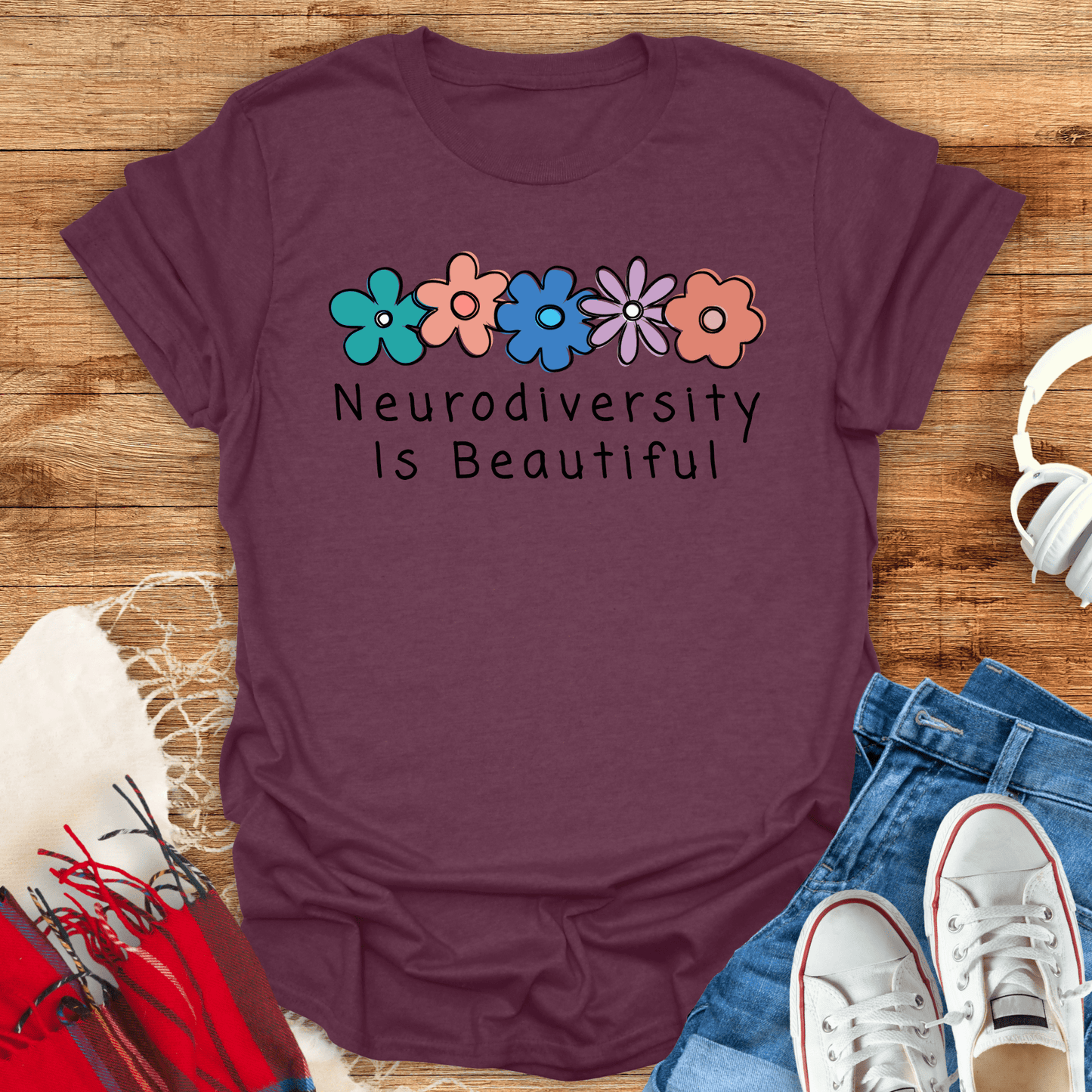 Neurodiversity Is Beautiful Floral T-Shirt