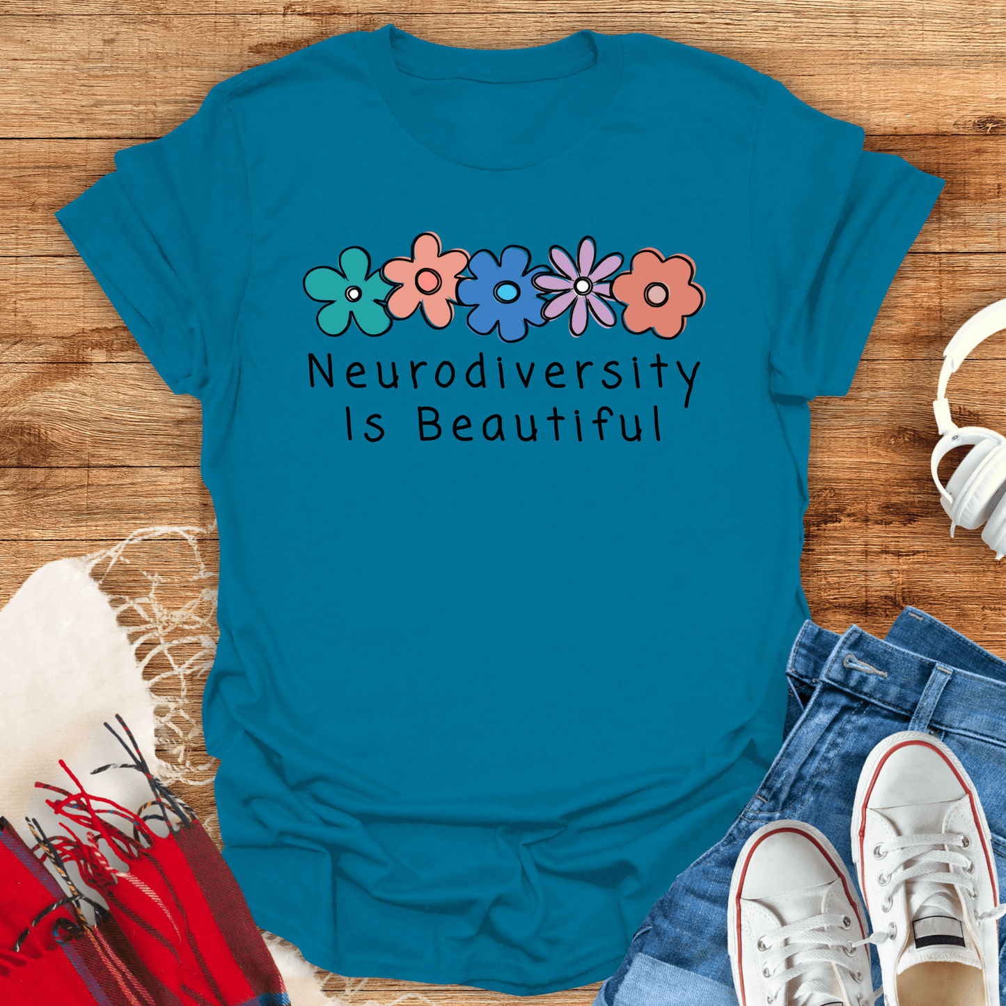 Neurodiversity Is Beautiful Floral T-Shirt