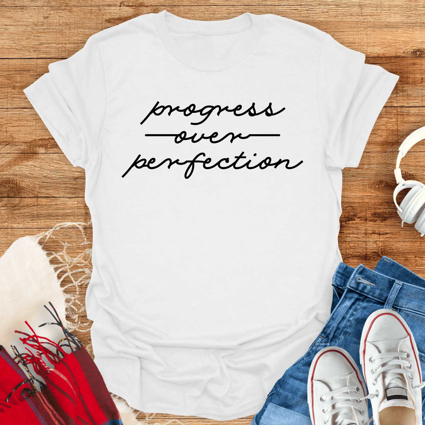 Progress Over Perfection Cursive T-Shirt