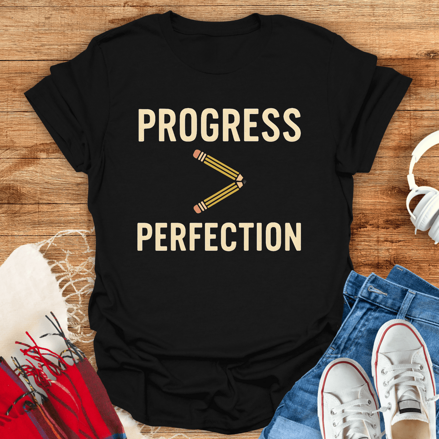 Progress Over Perfection Pencil T-Shirt