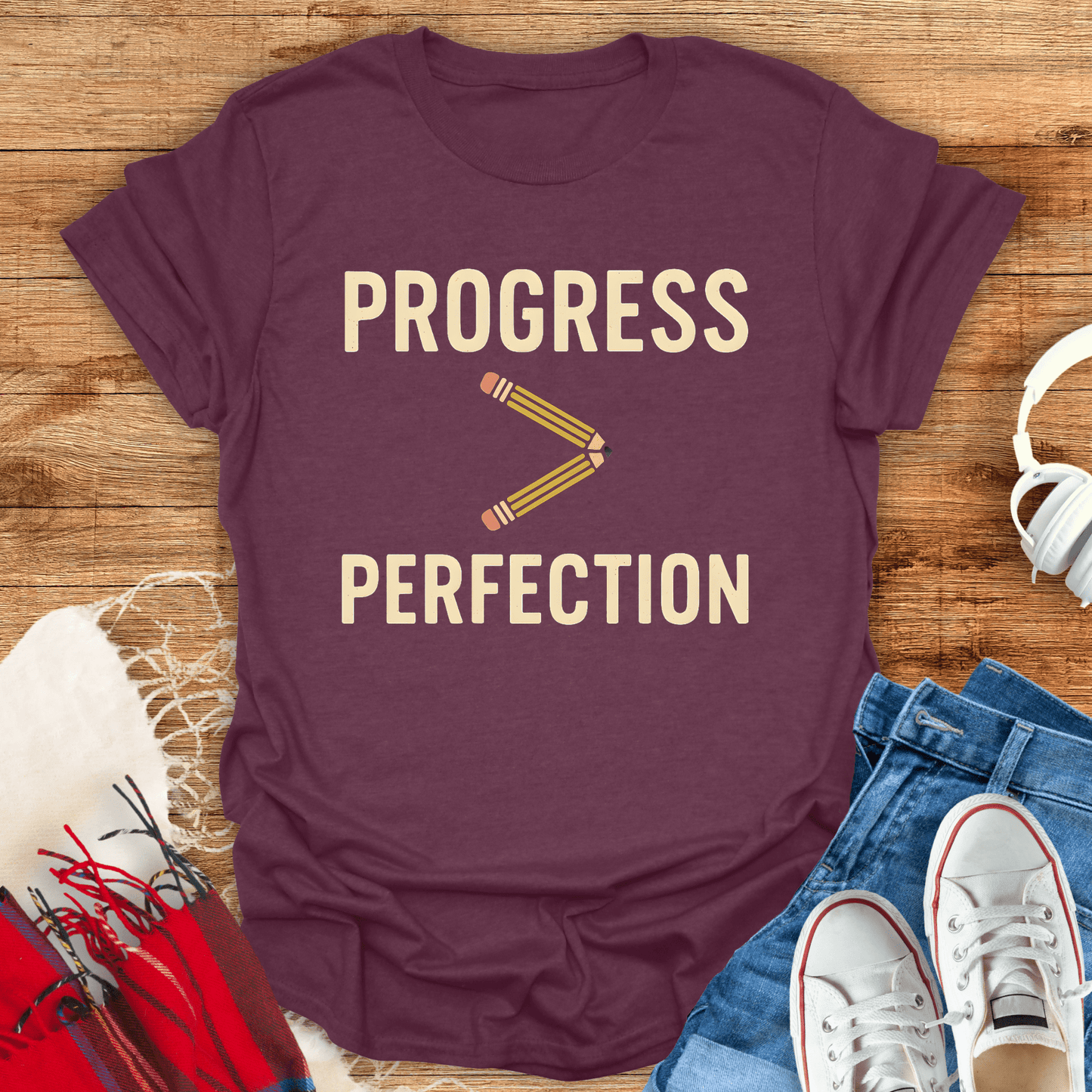 Progress Over Perfection Pencil T-Shirt
