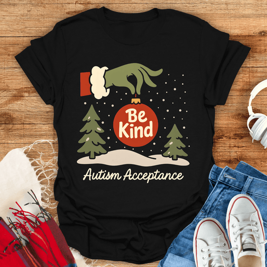 Be Kind Autism Acceptance Christmas T-Shirt
