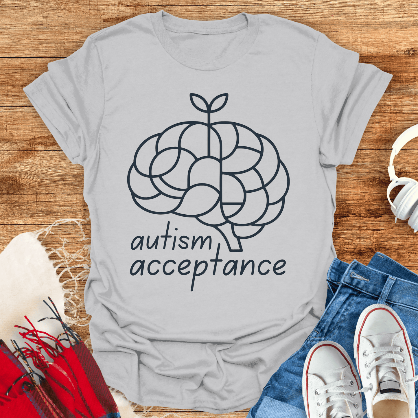 Autism Acceptance Brain Plant T-Shirt